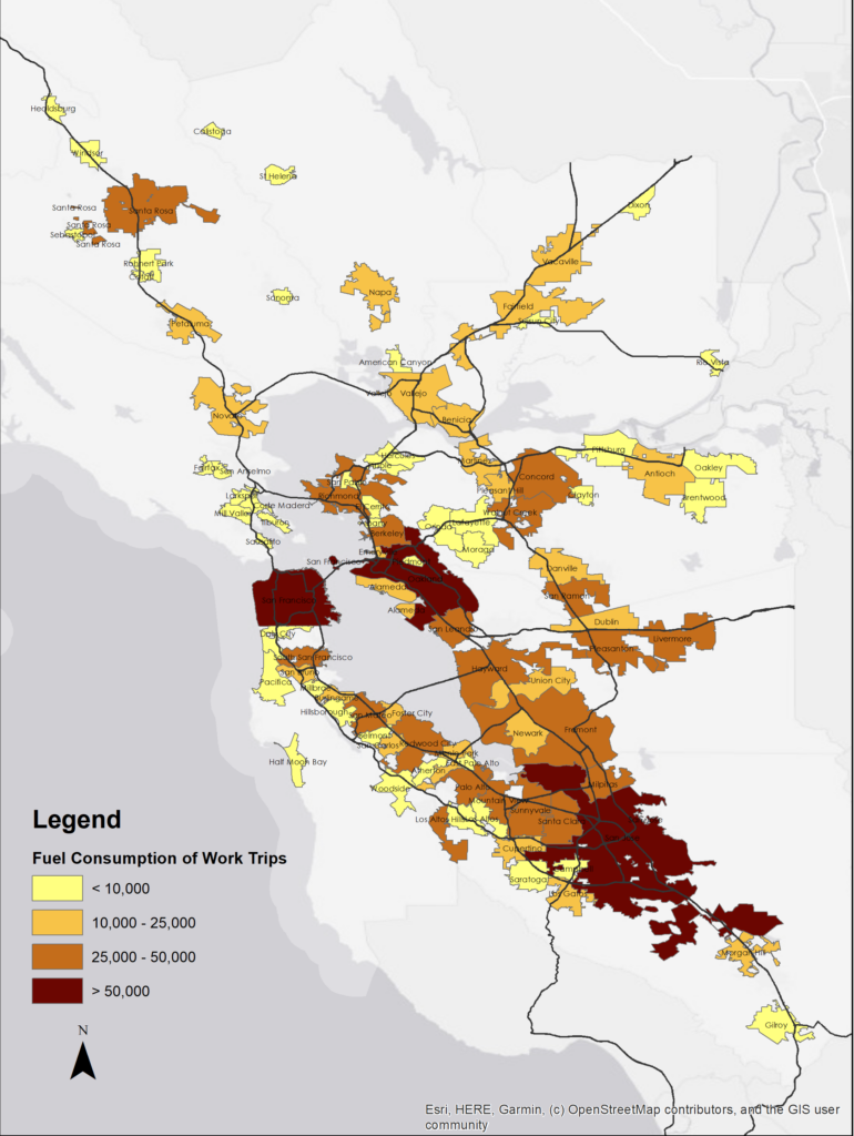 fuel used for work trips in bay area