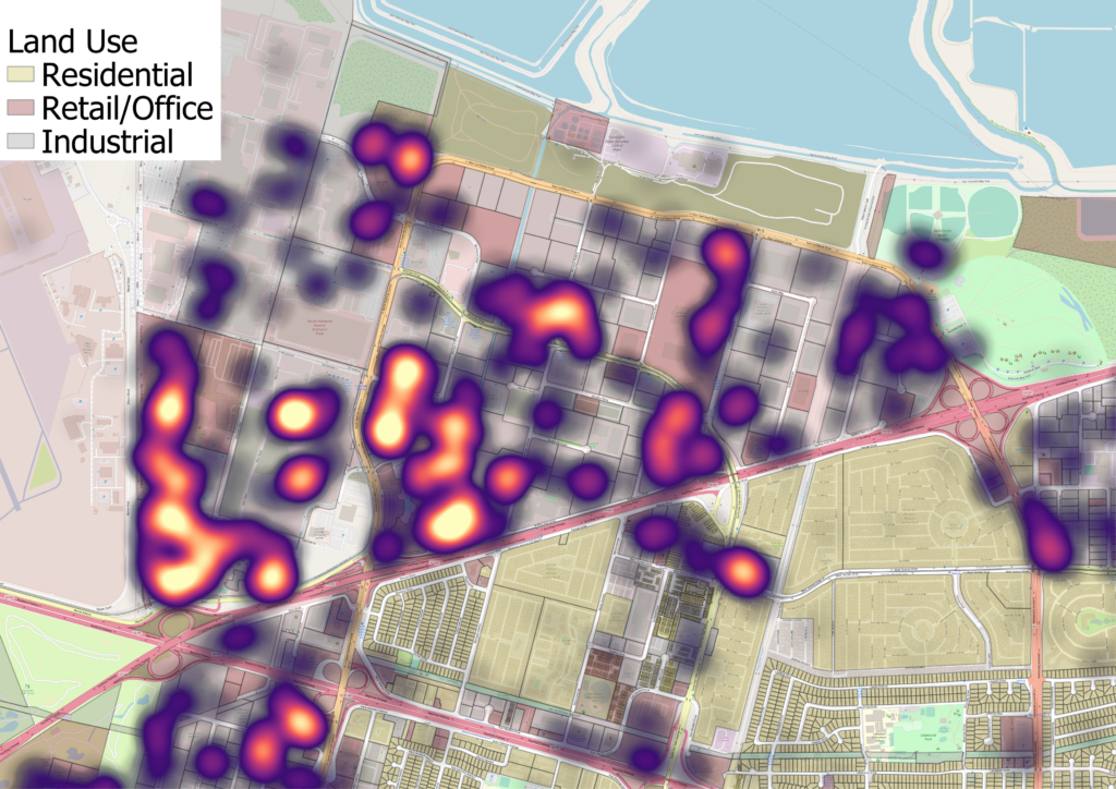 work trip density profile for a region in sunnyvale